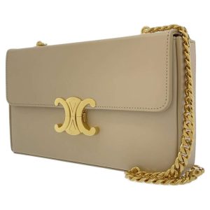 9223790 01 Celine Chain Shoulder Bag Box Leather Beige