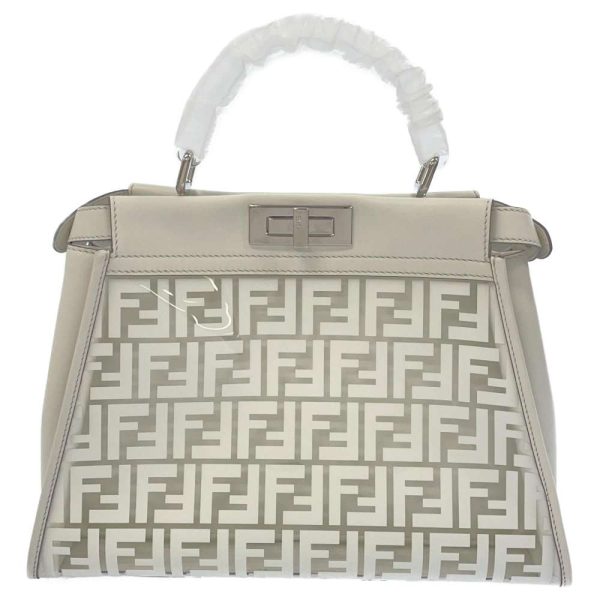 9244498 03 Fendi Handbag Peekaboo Regular Medium Vinyl 2way Shoulder Bag White