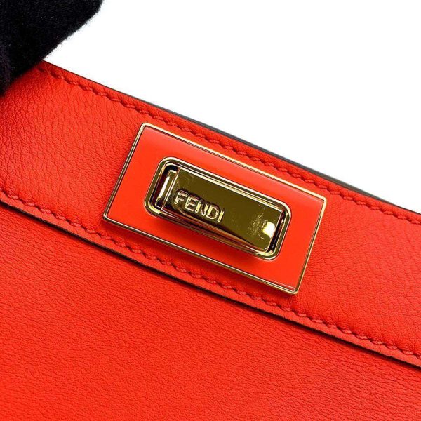 9322462 13 Fendi Handbag Peekaboo Isee You Leather 2way Shoulder Bag Beige Orange