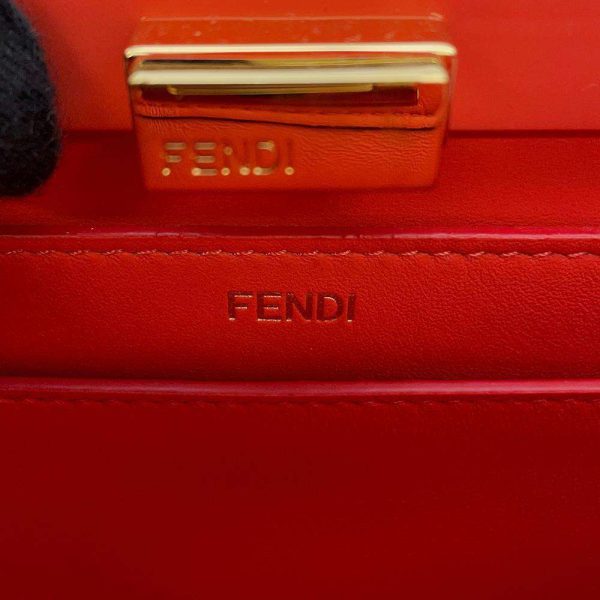 9322462 18 Fendi Handbag Peekaboo Isee You Leather 2way Shoulder Bag Beige Orange