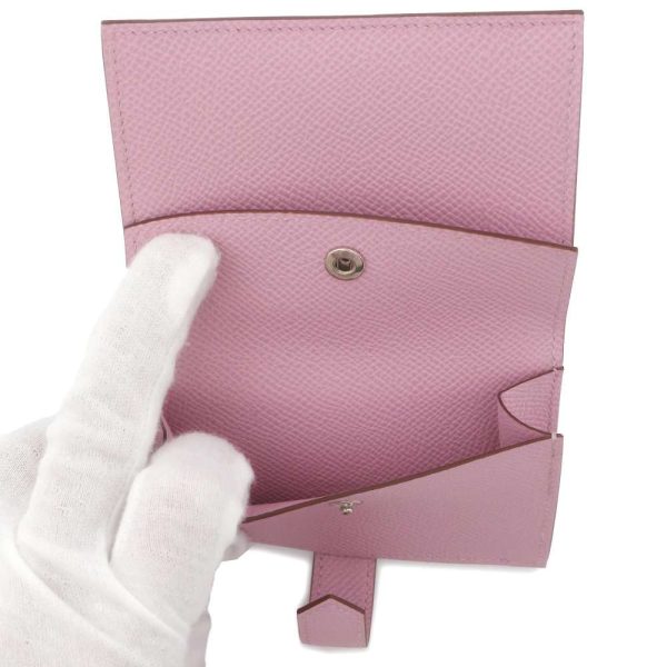 9402522 06 Hermes Card Case Bearn Mini Mauve Hardware Vaux Epson B Engraved Wallet Coin Case