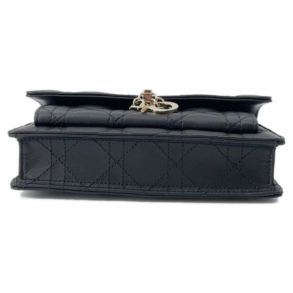 9461239 03 Dior Chain Shoulder Bag Pouch Cannage Lambskin Black