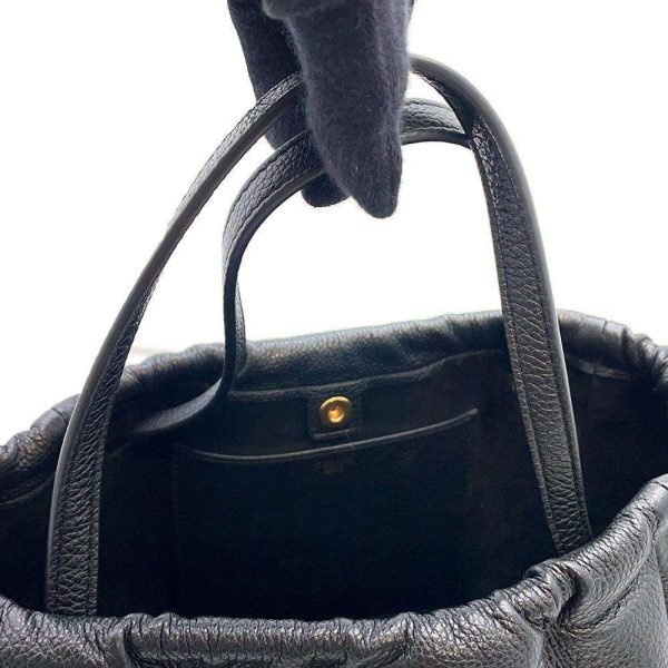 9590793 09 Celine Handbag Small Hippo Drawstring Cuir Triomphe 2way Shoulder Black