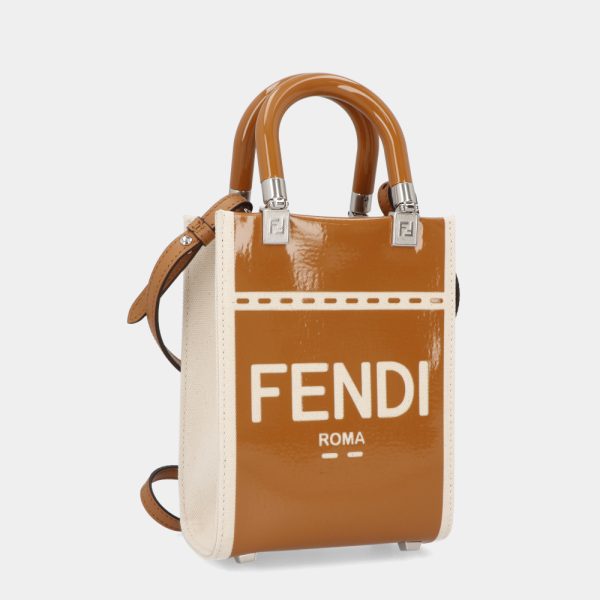 9fen05 00007 02 Fendi Sunshine Small Shoulder Bag Caramel Leather 2way Mini Bag Brown