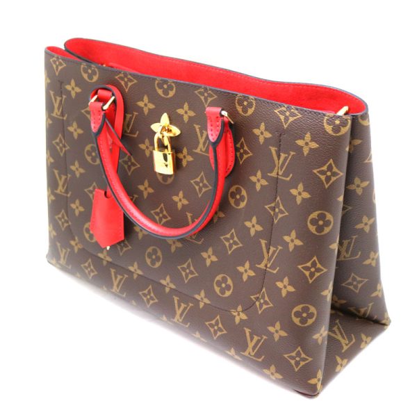 a21 1462 1 Louis Vuitton Flower Tote 2 Way Bag Hand Shoulder Bag Monogram Canvas Coquelicot Red Brown