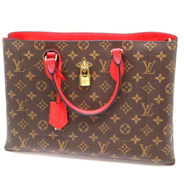 a21 1462 2 Louis Vuitton Flower Tote 2 Way Bag Hand Shoulder Bag Monogram Canvas Coquelicot Red Brown