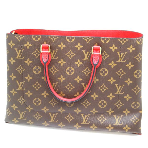 a21 1462 3 Louis Vuitton Flower Tote 2 Way Bag Hand Shoulder Bag Monogram Canvas Coquelicot Red Brown