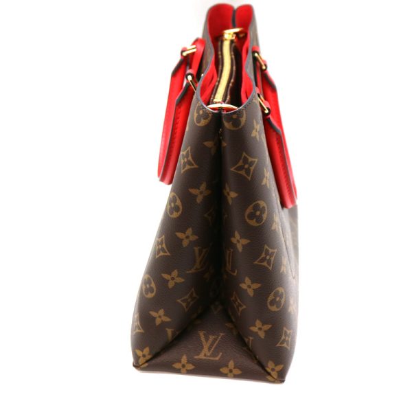 a21 1462 4 Louis Vuitton Flower Tote 2 Way Bag Hand Shoulder Bag Monogram Canvas Coquelicot Red Brown