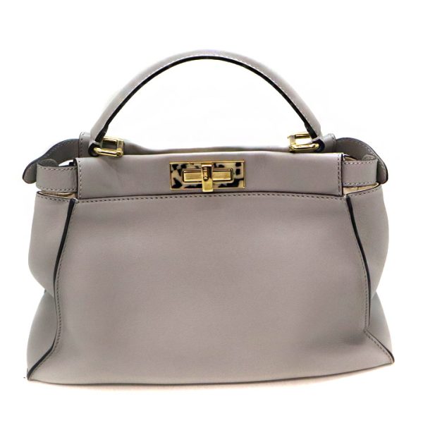 a21 7285 3 Fendi Peekaboo Leather Hand bag Grey