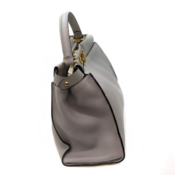 a21 7285 5 Fendi Peekaboo Leather Hand bag Grey