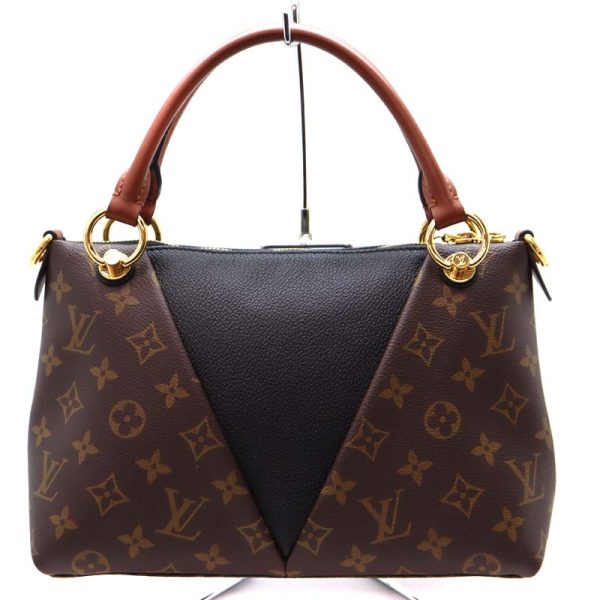 a21 887 2 Louis Vuitton V Tote BB Monogram Canvas Shoulder Bag Brown Black