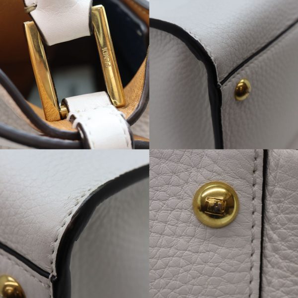 a22 10147 6 Fendi Peekaboo X Lite Medium Leather Handbag Shoulder Bag White