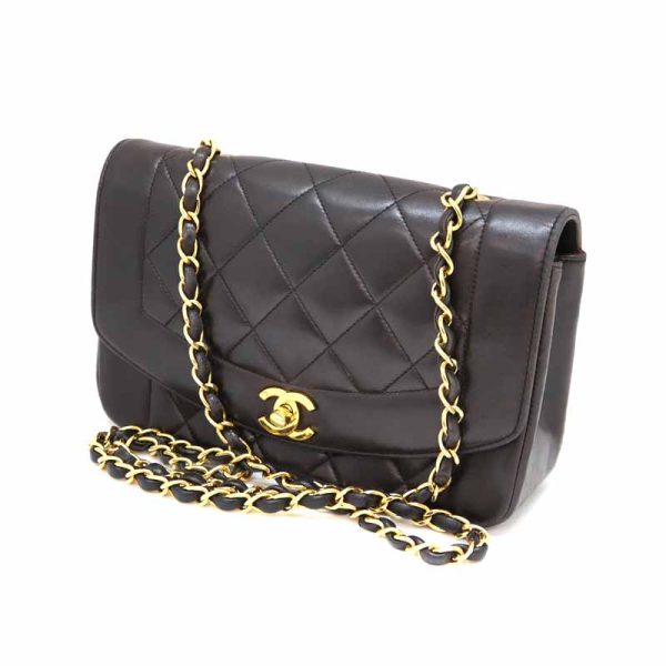 a22 1308 1 Chanel Diana Gold Hardware leather chain Shoulder bag Black