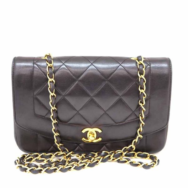 a22 1308 2 Chanel Diana Gold Hardware leather chain Shoulder bag Black