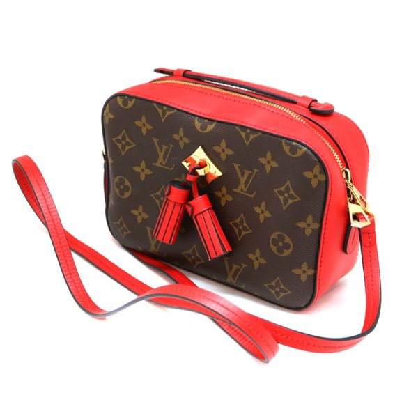 a22 2421 1 Louis Vuitton Santonge Shoulder Bag Monogram Canvas Coquelicot Brown x Red