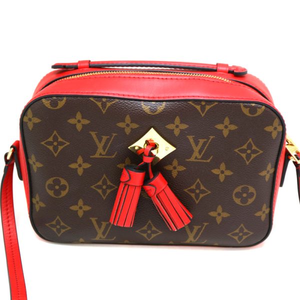 a22 2421 2 Louis Vuitton Santonge Shoulder Bag Monogram Canvas Coquelicot Brown x Red