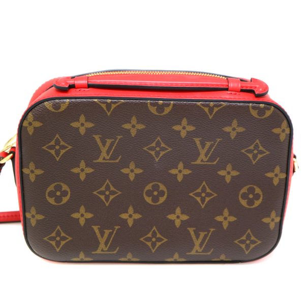 a22 2421 3 Louis Vuitton Santonge Shoulder Bag Monogram Canvas Coquelicot Brown x Red