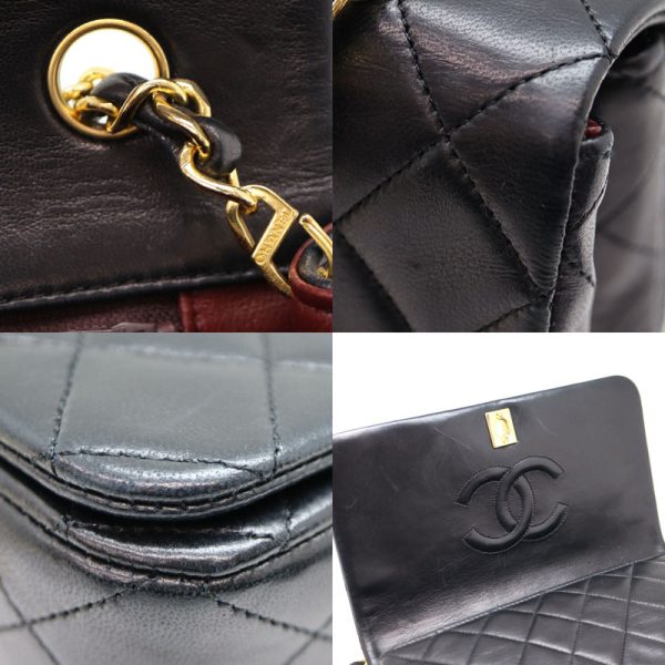 a22 4124 8 Chanel Matelasse Bag Lambskin Chain Shoulder Bag Black