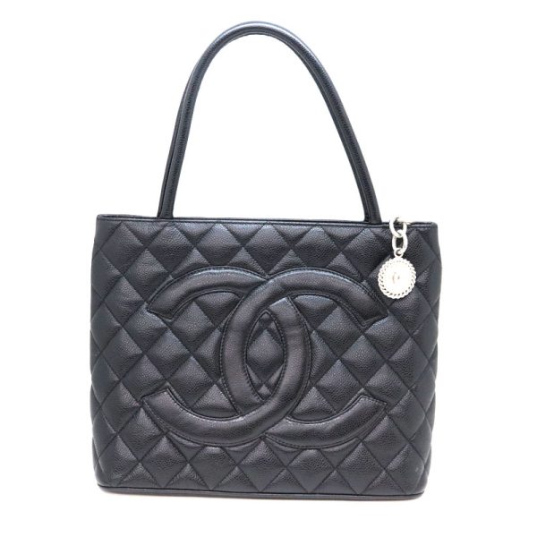 a22 4501 1 CHANEL Reproduction Tote Bag Caviar Skin Black Silver Hardware