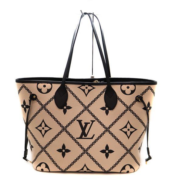 a22 8573 2 Louis Vuitton Neverfull MM Monogram Tote Bag Beige