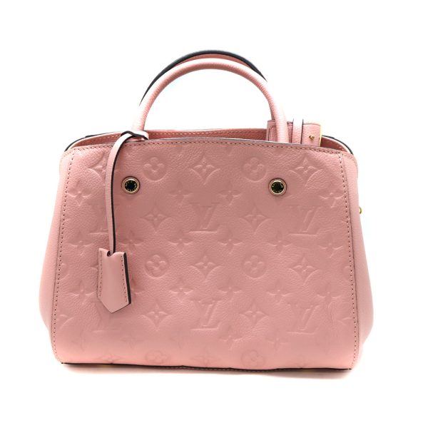 a22 9164 2 Louis Vuitton Montaigne BB Empreinte Leather Handbag Shoulder Bag Pink