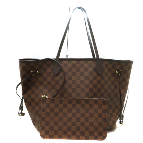 a23 1880 1 Louis Vuitton Womens Neverfull MM Tote Bag Damier Canvas Ebene Brown