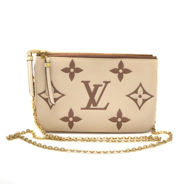 a23 6238 1 Louis Vuitton Pochette Double Zip Beige Empreinte Leather Shoulder Bag