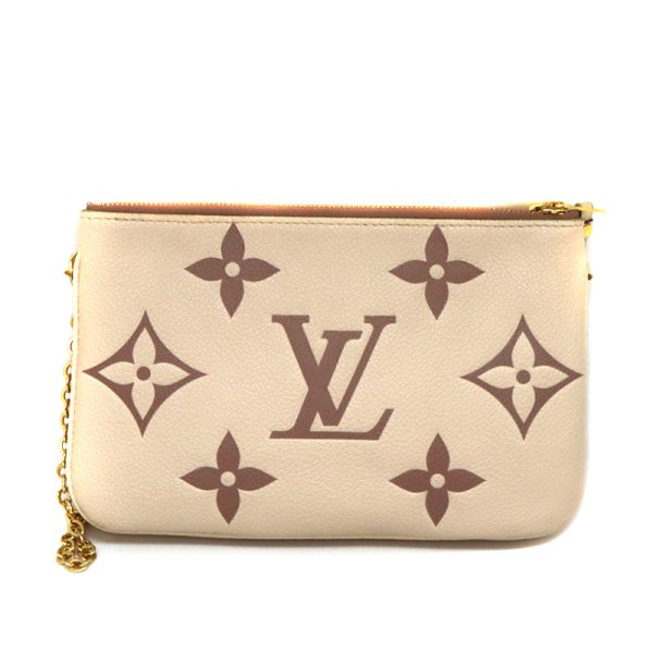 a23 6238 2 Louis Vuitton Pochette Double Zip Beige Empreinte Leather Shoulder Bag