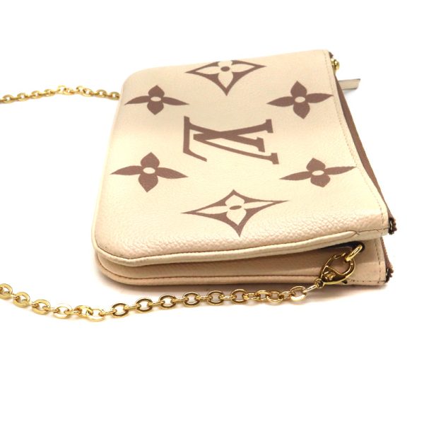 a23 6238 3 Louis Vuitton Pochette Double Zip Beige Empreinte Leather Shoulder Bag