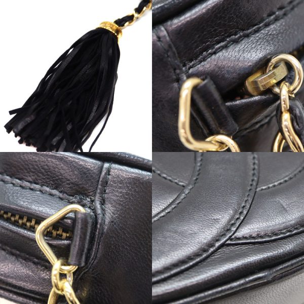 a23 6861 7 Chanel Tassel Leather Chain Shoulder Bag Black