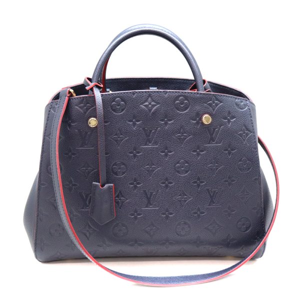 a23 8386 1 Louis Vuitton Montaigne MM Handbag Shoulder Bag Empreinte Leather Navy