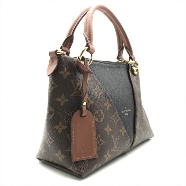 a3576 7 Louis Vuitton Monogram Leather V Tote BB 2WAY Shoulder Bag Black