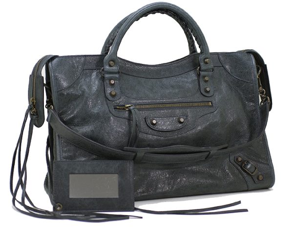 ba115748antracite01 BALENCIAGA The City Handbag Dark Grey