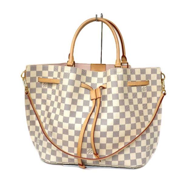 c21 5191 12 Louis Vuitton Girolata Damier Canvas Brown Handbag White Azur Pink