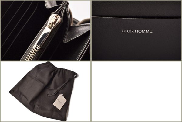 d 18 001 8 Dior Homme Monogram Logo Leather Long Wallet Clutch Bag Black