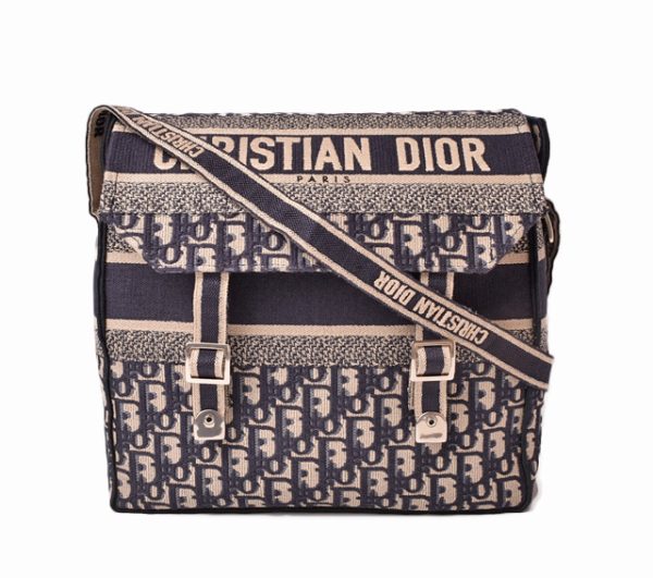 d 19 003 1 Christian Dior Camp Embroidered Canvas Messenger Bag Shoulder Bag Blue