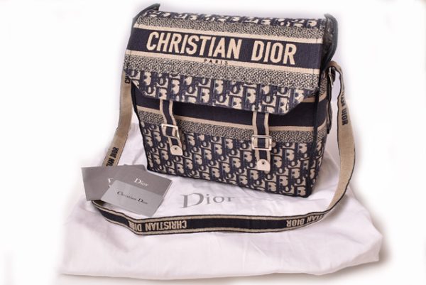 d 19 003 7 Christian Dior Camp Embroidered Canvas Messenger Bag Shoulder Bag Blue