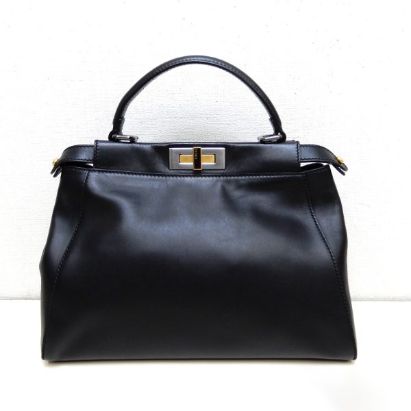 dz736861 1 Fendi Leather Suede Peekaboo Handbag Black