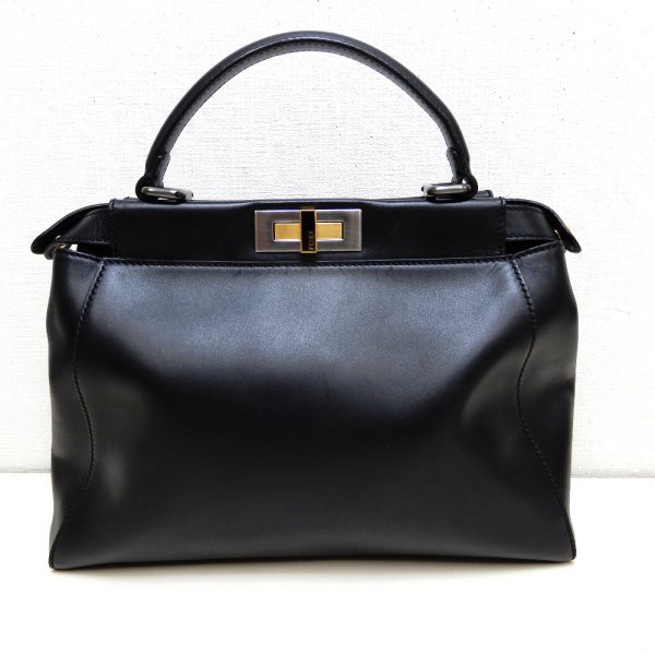 dz736861 2 Fendi Leather Suede Peekaboo Handbag Black