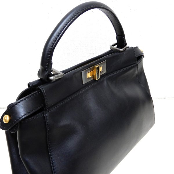 dz736861 7 Fendi Leather Suede Peekaboo Handbag Black