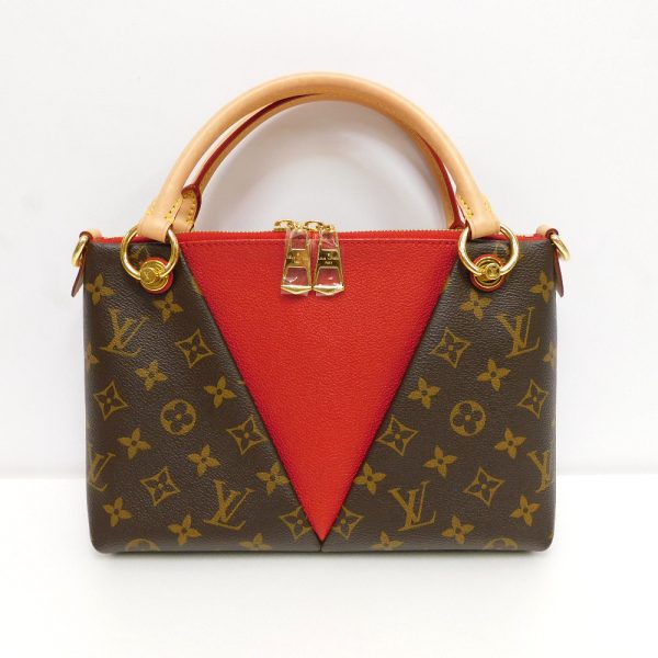 dz751871 2 Louis Vuitton V Tote Monogram canvas Shoulder bag Brown red