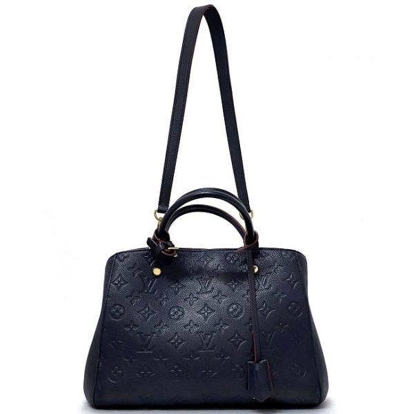 f 18507 2 Louis Vuitton Montaigne MM Navy Monogram Empreinte 2way Leather Handbag Shoulder Bag Blue