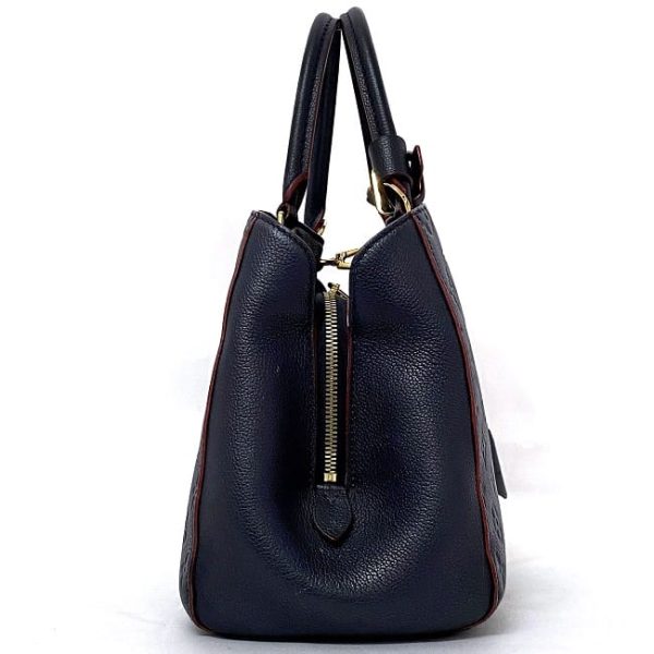 f 18507 3 Louis Vuitton Montaigne MM Navy Monogram Empreinte 2way Leather Handbag Shoulder Bag Blue