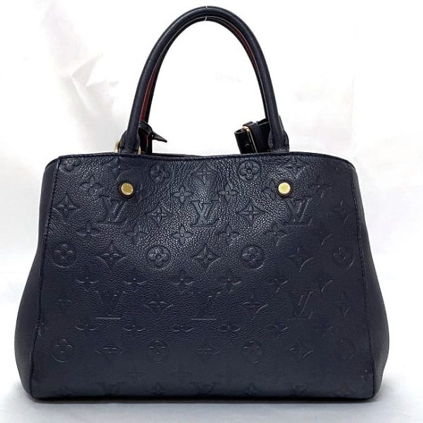 f 18507 4 Louis Vuitton Montaigne MM Navy Monogram Empreinte 2way Leather Handbag Shoulder Bag Blue