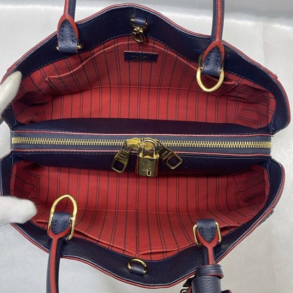 f 18507 6 Louis Vuitton Montaigne MM Navy Monogram Empreinte 2way Leather Handbag Shoulder Bag Blue