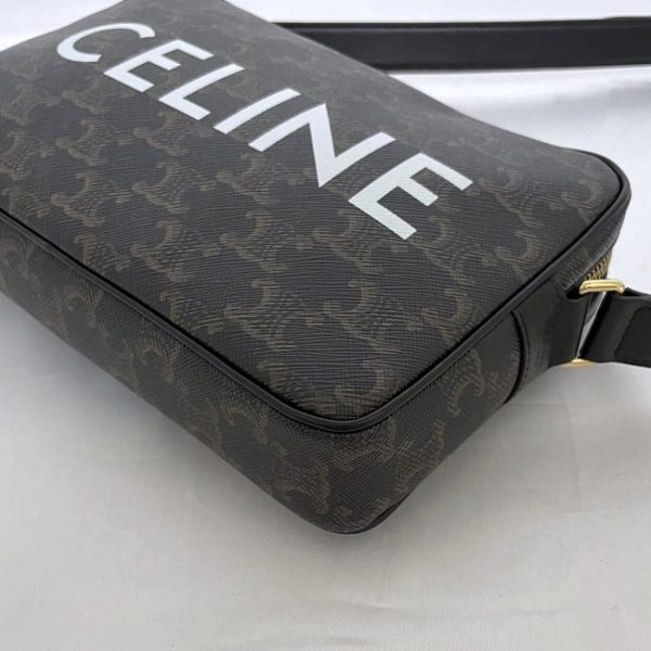 f 20143 6 Celine Shoulder Bag Medium Messenger Black Triomphe Crossbody Leather