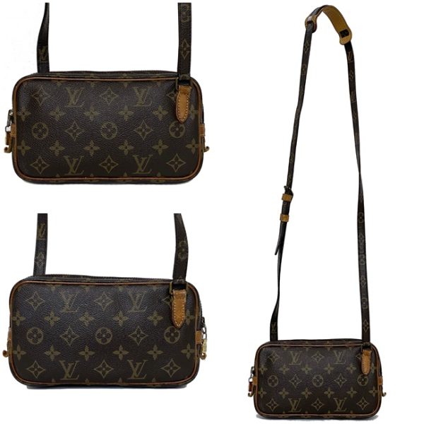 f13973 2 Louis Vuitton Monogram Pochette Shoulder Bag brown