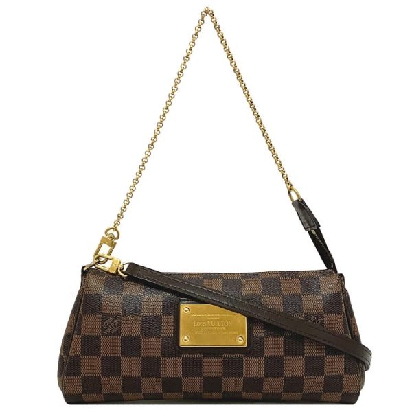 f17147 1 Louis Vuitton Chain Handbag Eva Brown Gold Damier Ebene Canvas Accessory Pouch