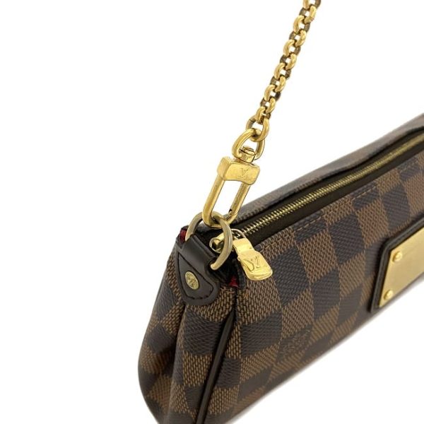 f17147 7 Louis Vuitton Chain Handbag Eva Brown Gold Damier Ebene Canvas Accessory Pouch