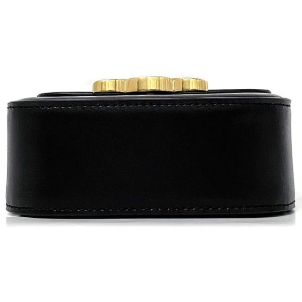 f17689 5 Celine Mini Triomphe Shoulder Bag Black Gold Triomphe Calfskin